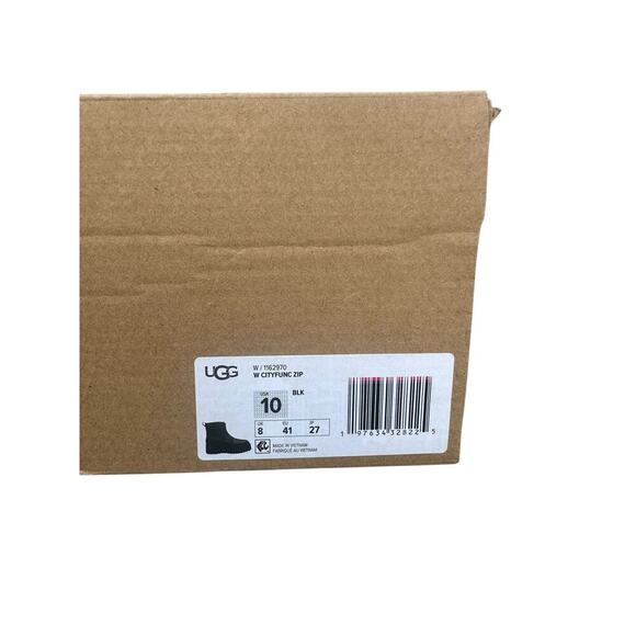 UGG CITYFUNC ZIP BLACK LEATHER PLATFORM BOOTS, WOMEN US 10. - Picture 6 of 6